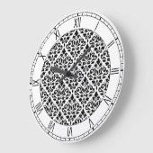 Scroll-Damaskenmuster SW & Ziffern Große Wanduhr (Winkel)