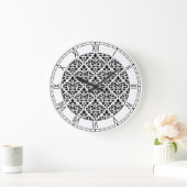 Scroll-Damaskenmuster SW & Ziffern Große Wanduhr (Zuhause)