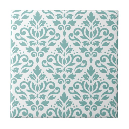 Scroll Damast Teal Muster Fliese (Vorderseite)
