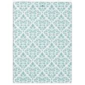 Scroll Damast Teal Muster Klemmbrett (Rückseite)