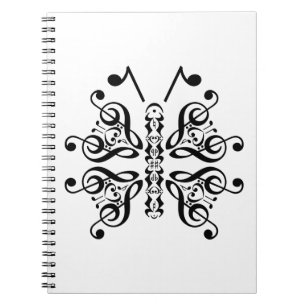 Scroll Design für Musical Butterfly Musiknote Notizblock