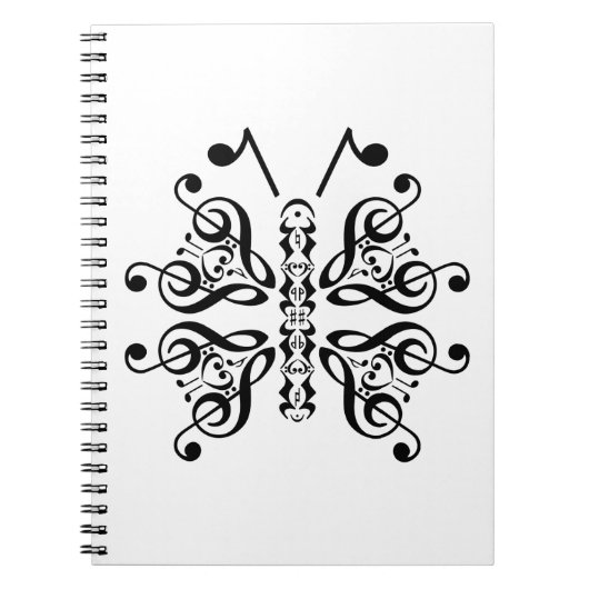 Scroll Design für Musical Butterfly Musiknote Notizblock (Vorderseite)