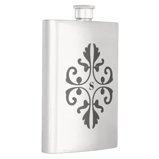 Scroll-Design mit Monogramm Flachmann (Rechts)