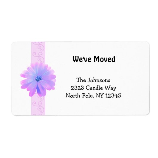 Scroll Design mit rosa Blume Neue Adresse (Vorne)