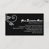 *~* Scroll Diamonds Black Glitzer Luxe Glam Bling Visitenkarte (Rückseite)