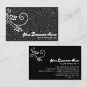 *~* Scroll Diamonds Glam Black Glitzer Bling Luxe Visitenkarte (Vorne/Hinten)