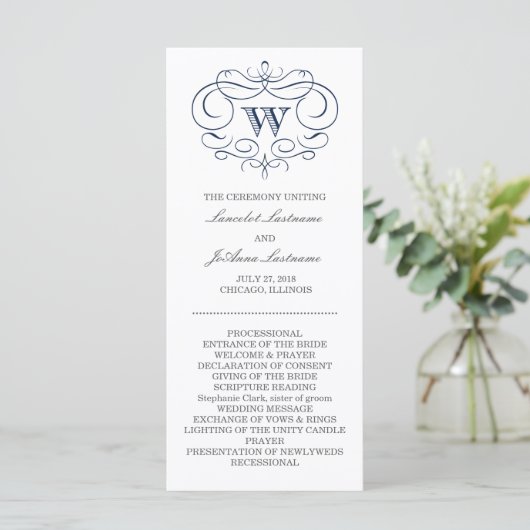 Scroll Frame Wedding Program Programm (Stehend Vorderseite)