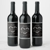 Scroll Heart Monogramm - Schwarz Weinetikett (Flaschen)