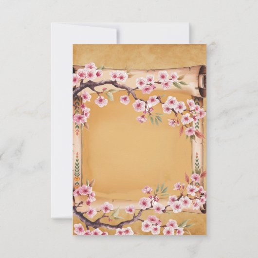 Scroll Japanese Cherry Blossom Wedding Save The Date (Rückseite)