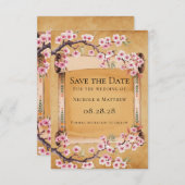 Scroll Japanese Cherry Blossom Wedding Save The Date (Vorne/Hinten)