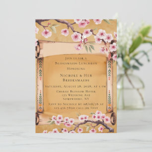 Scroll Japanisch Cherry Blossom Bridesmaids Mittag Einladung