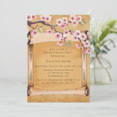 Scroll Japanischer Cherry Blossom Junggeselinnen-A Einladung (Stehend Vorderseite)