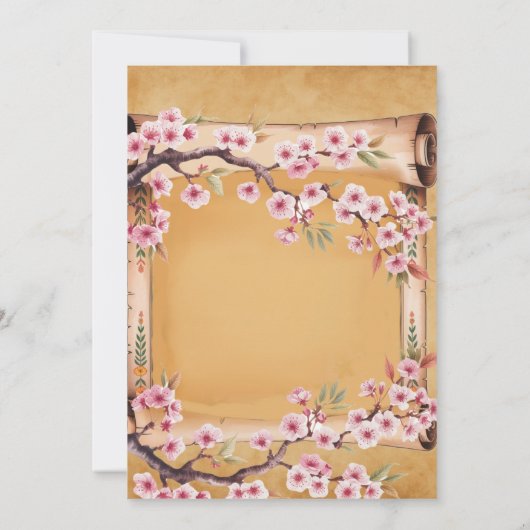 Scroll Japanischer Cherry Blossom Polterabend Einladung (Rückseite)