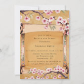 Scroll Japanischer Kirschbrunch Brunch und Bubbly Einladung (Vorderseite)