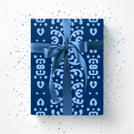 Scroll Lace in Blau Indigo Geschenkpapier
