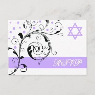 Scroll leaf white lila & Star von David UAWG RSVP Karte