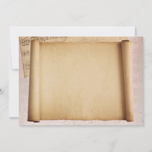 Scroll mit musikalischen Noten Einladung (Vorderseite)