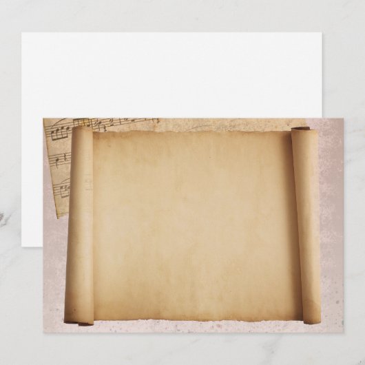 Scroll mit musikalischen Noten Einladung (Vorne/Hinten)