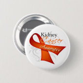 Scroll Orange Ribbon Nieren Krebs Bewusstsein Button (Vorne & Hinten)