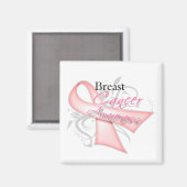 Scroll Pink Ribbon v2 Brustkrebs-Bewusstsein Magnet (Vorderseite/Rückseite)