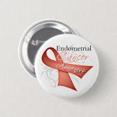 Scroll Ribbon Endometrial Cancer Awareness Button (Vorne & Hinten)