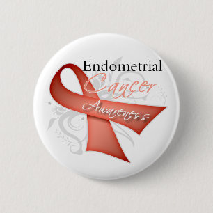 Scroll Ribbon Endometrial Cancer Awareness Button