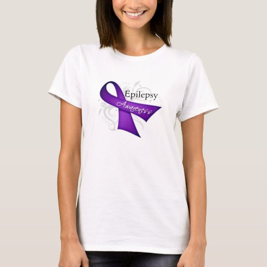 Scroll Ribbon - Epilepsie Bewusstsein T-Shirt (Vorderseite)