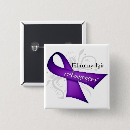 Scroll Ribbon - Fibromyalgie Bewusstsein Button (Vorne & Hinten)
