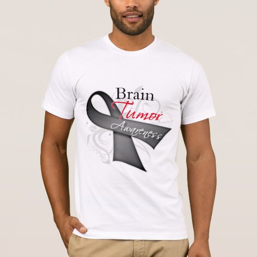 Scroll Ribbon - Hirntumorbewusstsein T-Shirt (Vorderseite)