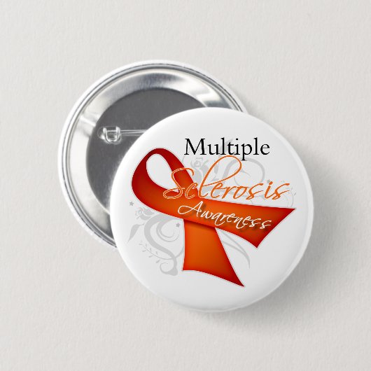 Scroll Ribbon - Multiple Sklerose-Bewusstsein Button (Vorne & Hinten)