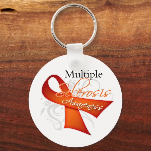 Scroll Ribbon - Multiple Sklerose-Bewusstsein Schlüsselanhänger (Vorderseite)
