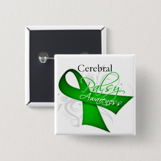 Scroll Ribbon - Zerebral Palsy Bewusstsein Button (Vorne & Hinten)