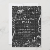 Scroll Schwarzes Dunkles Spookes Halloween-Party Einladung (Vorderseite)