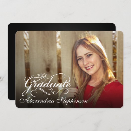 Scroll Skript-Abschluss-Foto-Overlay Einladung (Vorne/Hinten)