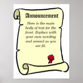 Scroll Style Ankündigung Poster (Vorne)