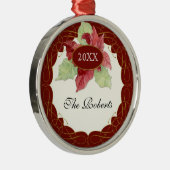 Scroll Swirt Scroll Art Weihnachten Poinsettia Per Ornament Aus Metall (Rechts)