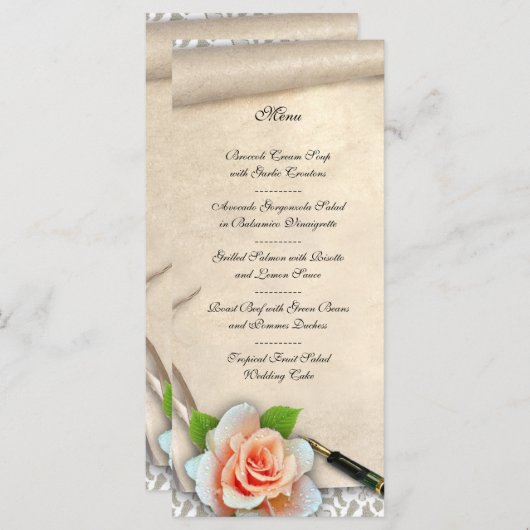 Scroll zum Hochzeitmenü Menükarte (Vorne/Hinten)