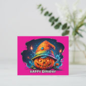 Scrollantern mit Geburtstagshut pyschedelisch Feiertagspostkarte (Stehend Vorderseite)