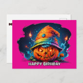 Scrollantern mit Geburtstagshut pyschedelisch Feiertagspostkarte (Vorne/Hinten)