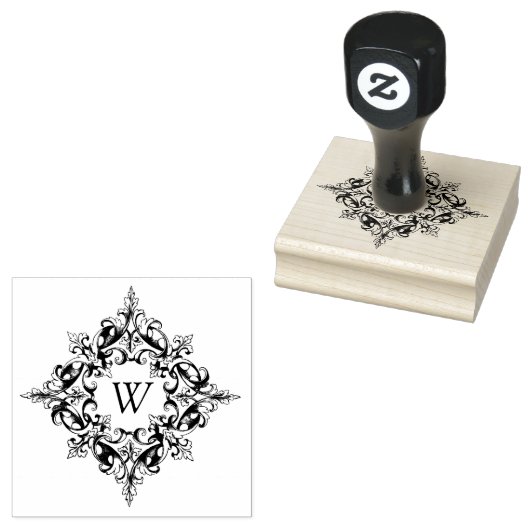 Scrolled Frame mit benutzerdefinierten Monogrammen Gummistempel (Stempel)