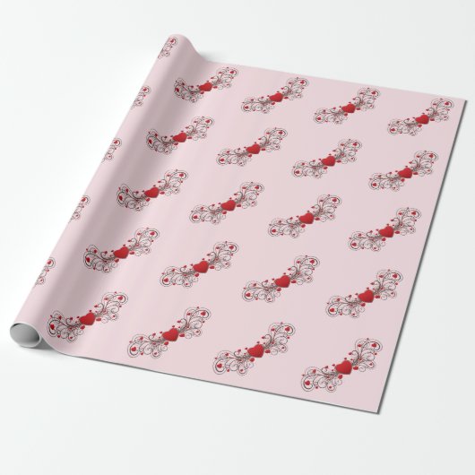 Scrolled Hearts Romantic Geschenkpapier (Ungerollt)