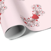 Scrolled Hearts Romantic Geschenkpapier (Rolleneckpunkt)