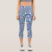 Scrolled Leaf Blue Capri Leggings (Vorderseite)
