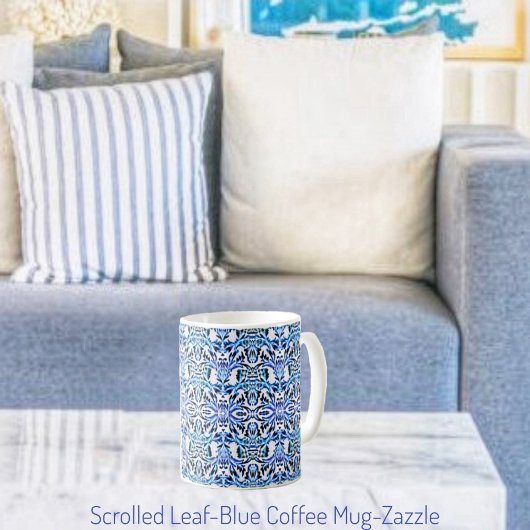 Scrolled Leaf Blue Kaffeetasse