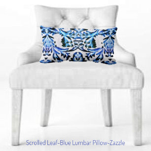 Scrolled Leaf Blue Lendenkissen