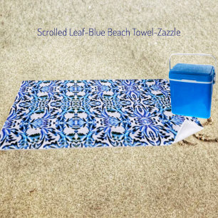 Scrolled Leaf Blue Strandtuch