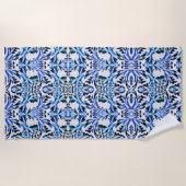 Scrolled Leaf Blue Strandtuch (Vorderseite)
