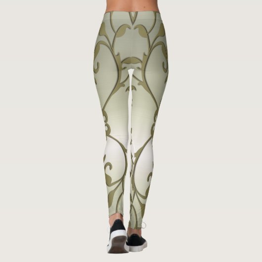 Scrollen von Olivenöl-Blätter Leggings (Rückseite)