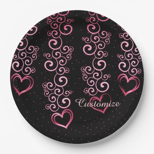 Scrollen von Tellern für das Weinherz Pappteller (Vorderseite)