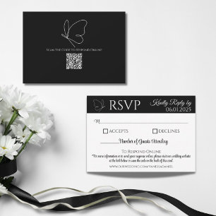 Scrolling Butterfly Wedding RSVP Response Card
